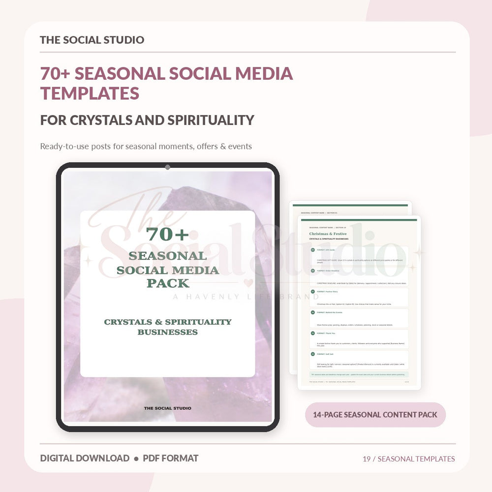 Crystals & Spirituality – Seasonal Social Media Pack | The Social Studio
