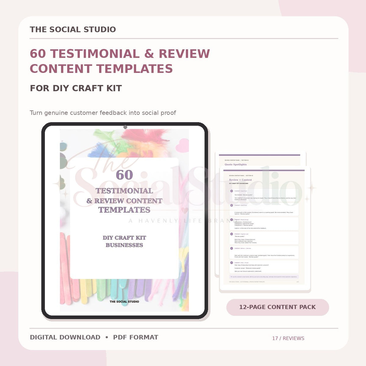 DIY Craft Kits – Testimonial & Review Content Templates | The Social Studio