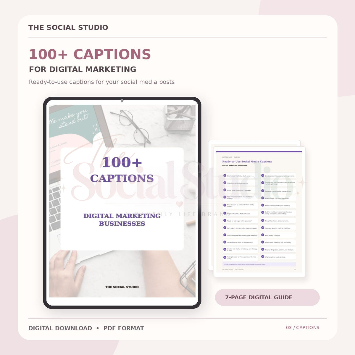Digital Marketing – Caption Pack | The Social Studio