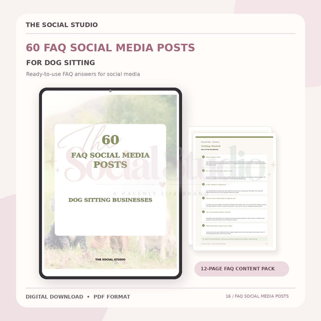 Dog Sitting Business – FAQ Social Media Post Pack | The Social Studio