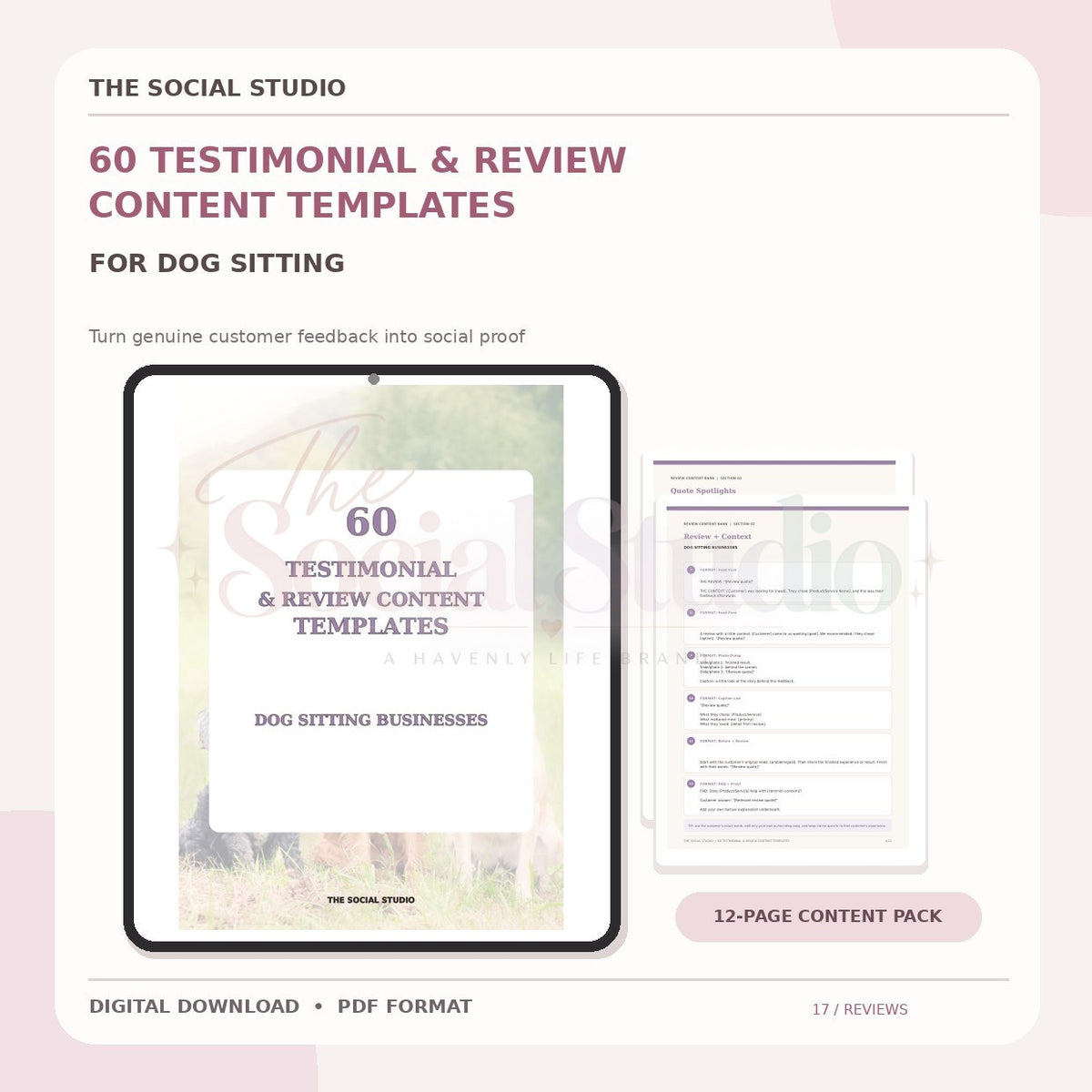 Dog Sitting Business – Testimonial & Review Content Templates | The Social Studio