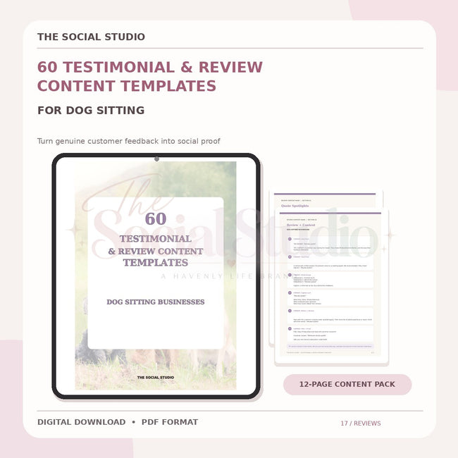 Dog Sitting Business – Testimonial & Review Content Templates | The Social Studio