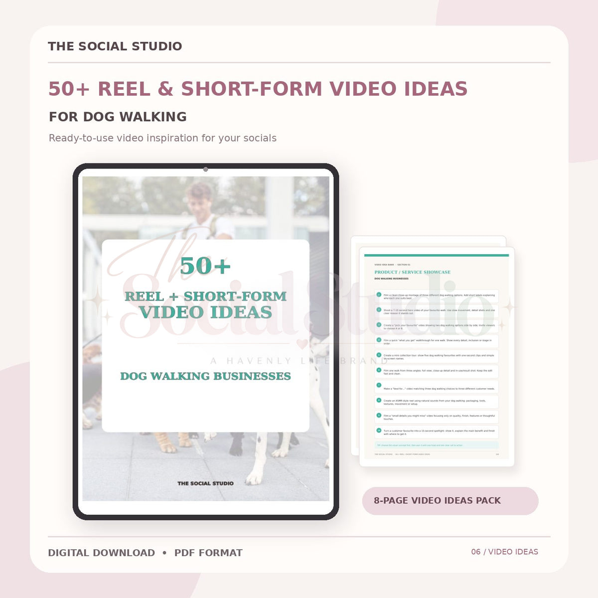 Dog Walker – Reels & Short-Form Video Ideas Pack | The Social Studio