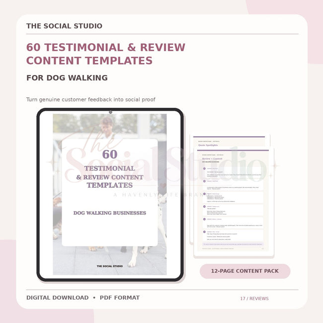Dog Walker – Testimonial & Review Content Templates | The Social Studio
