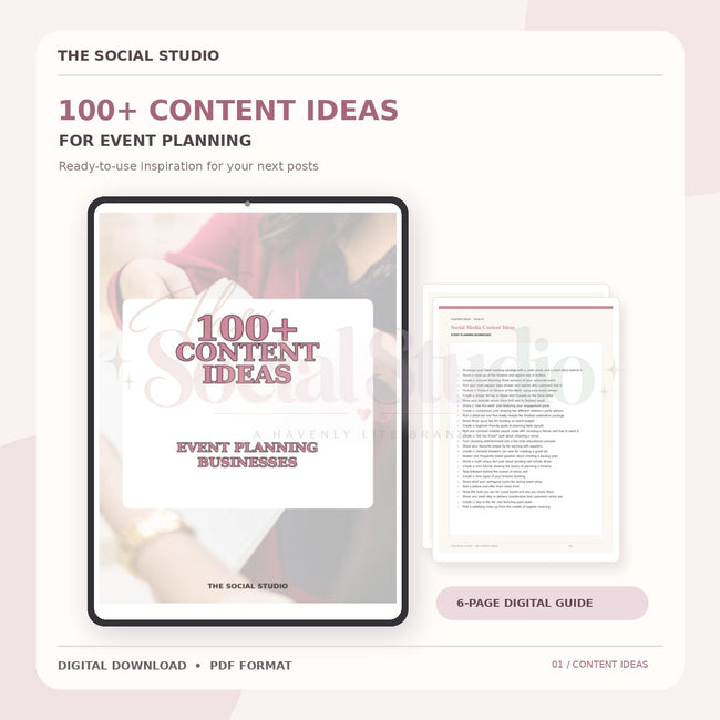 Event Planning – Content Ideas Pack | The Social Studio