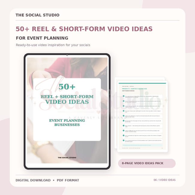 Event Planning – Reels & Short-Form Video Ideas Pack | The Social Studio