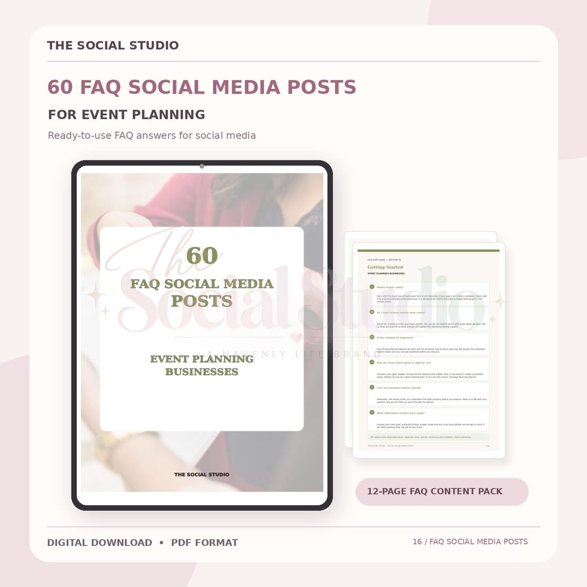 Event Planning – FAQ Social Media Post Pack | The Social Studio