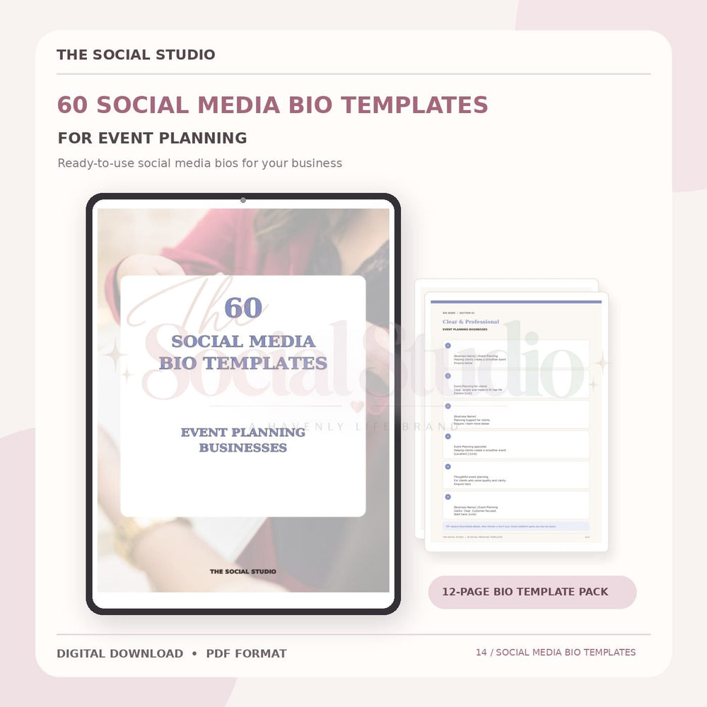 Event Planning – Social Media Bio Templates | The Social Studio
