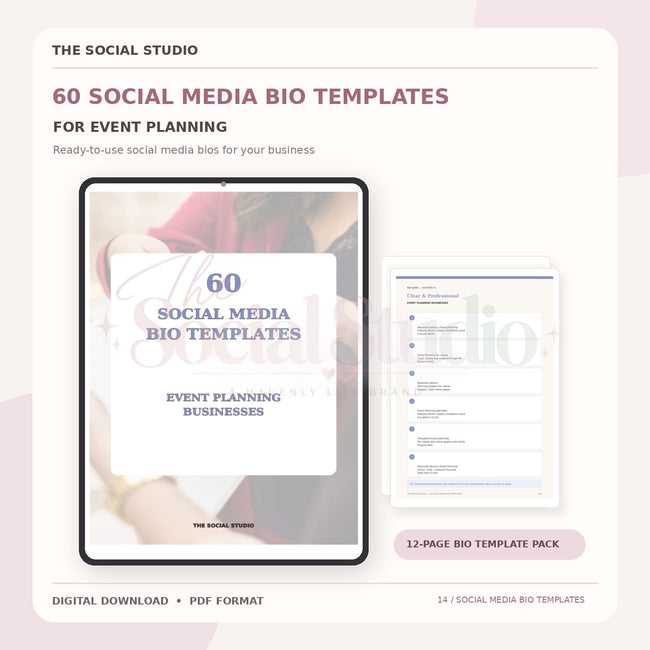 Event Planning – Social Media Bio Templates | The Social Studio
