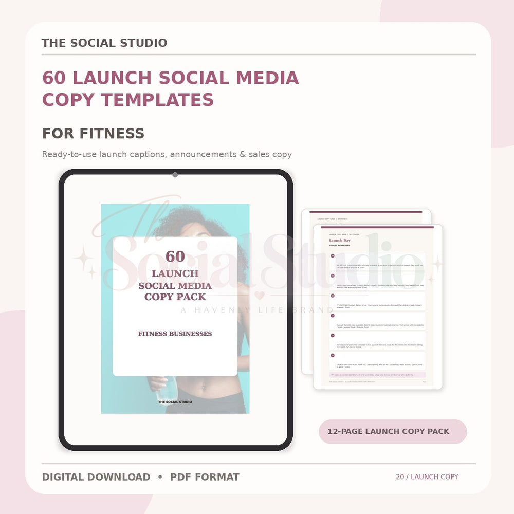 Fitness – Launch Social Media Copy Pack | The Social Studio
