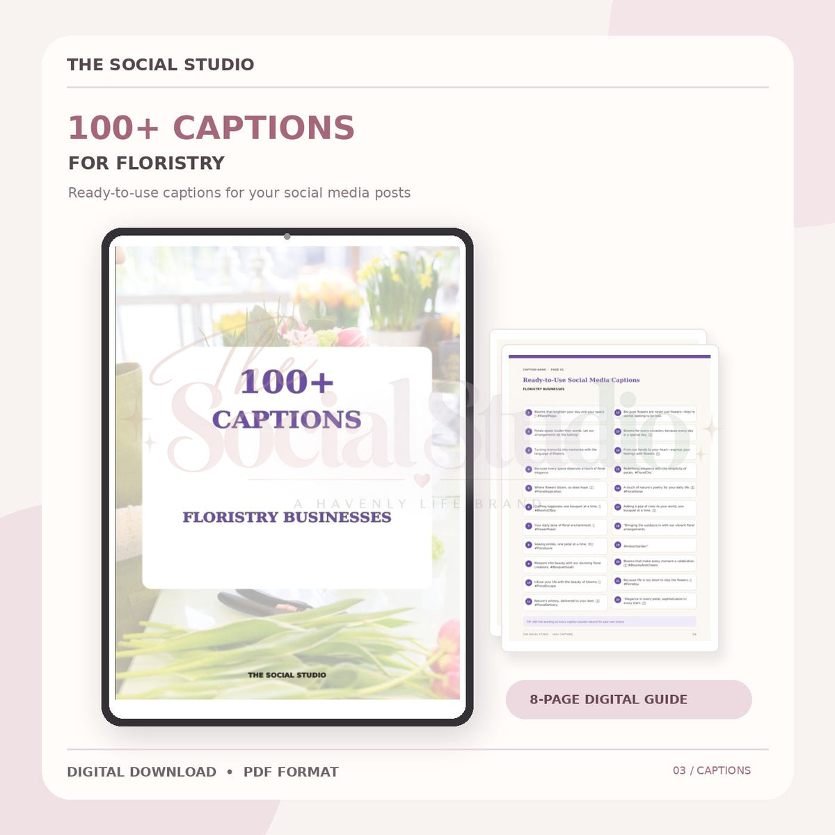 Floristry – Caption Pack | The Social Studio