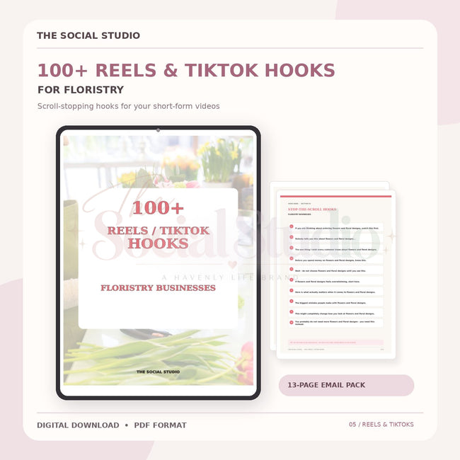 Floristry – 100+ Reels & TikTok Hooks | The Social Studio