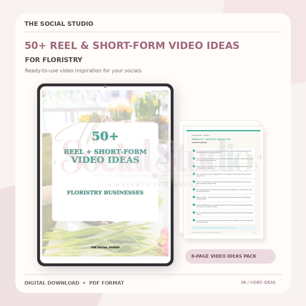 Floristry – Reels & Short-Form Video Ideas Pack | The Social Studio
