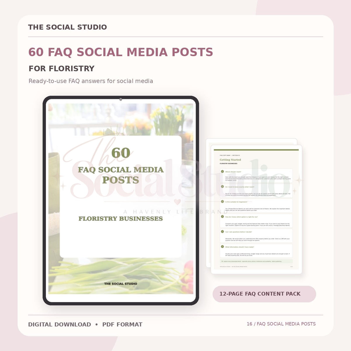 Floristry – FAQ Social Media Post Pack | The Social Studio