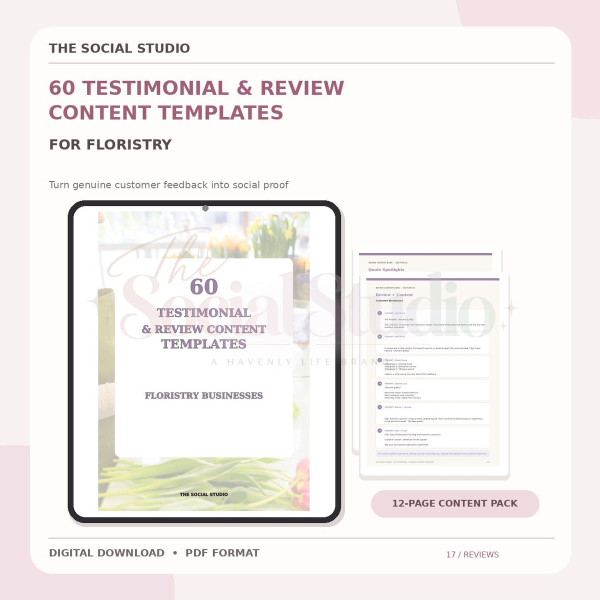 Floristry – Testimonial & Review Content Templates | The Social Studio