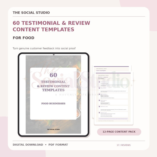 Food – Testimonial & Review Content Templates | The Social Studio