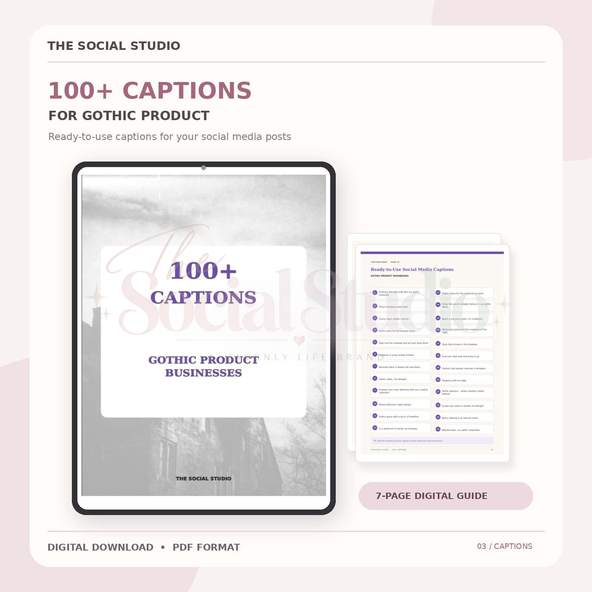 Gothic – Caption Pack | The Social Studio