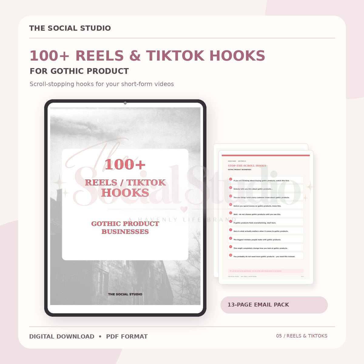 Gothic – 100+ Reels & TikTok Hooks | The Social Studio