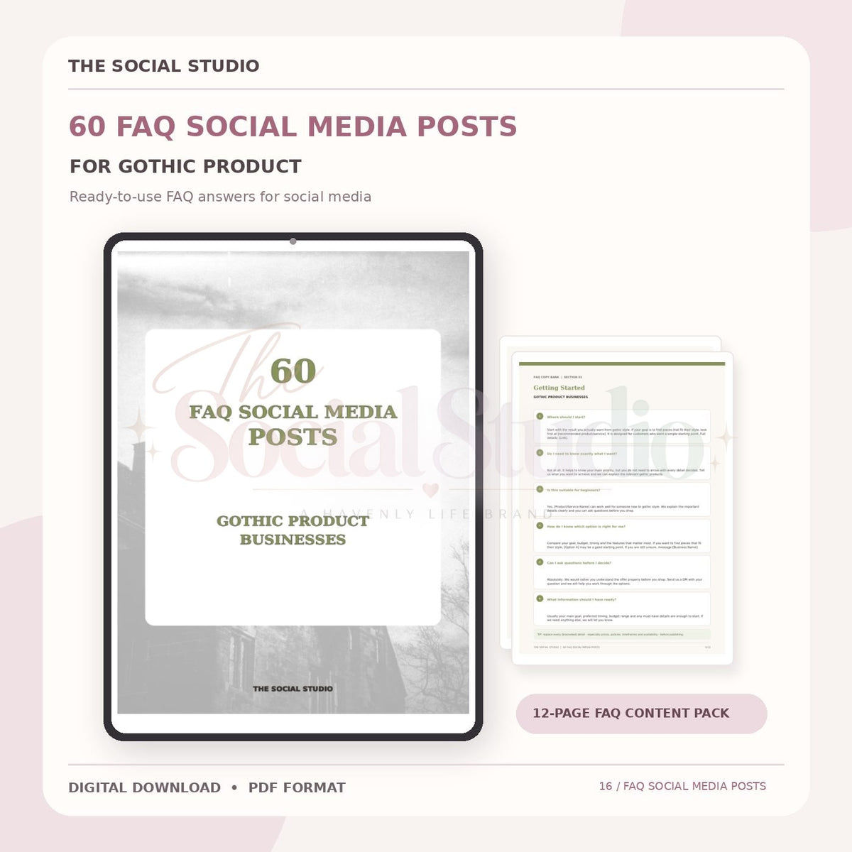 Gothic – FAQ Social Media Post Pack | The Social Studio
