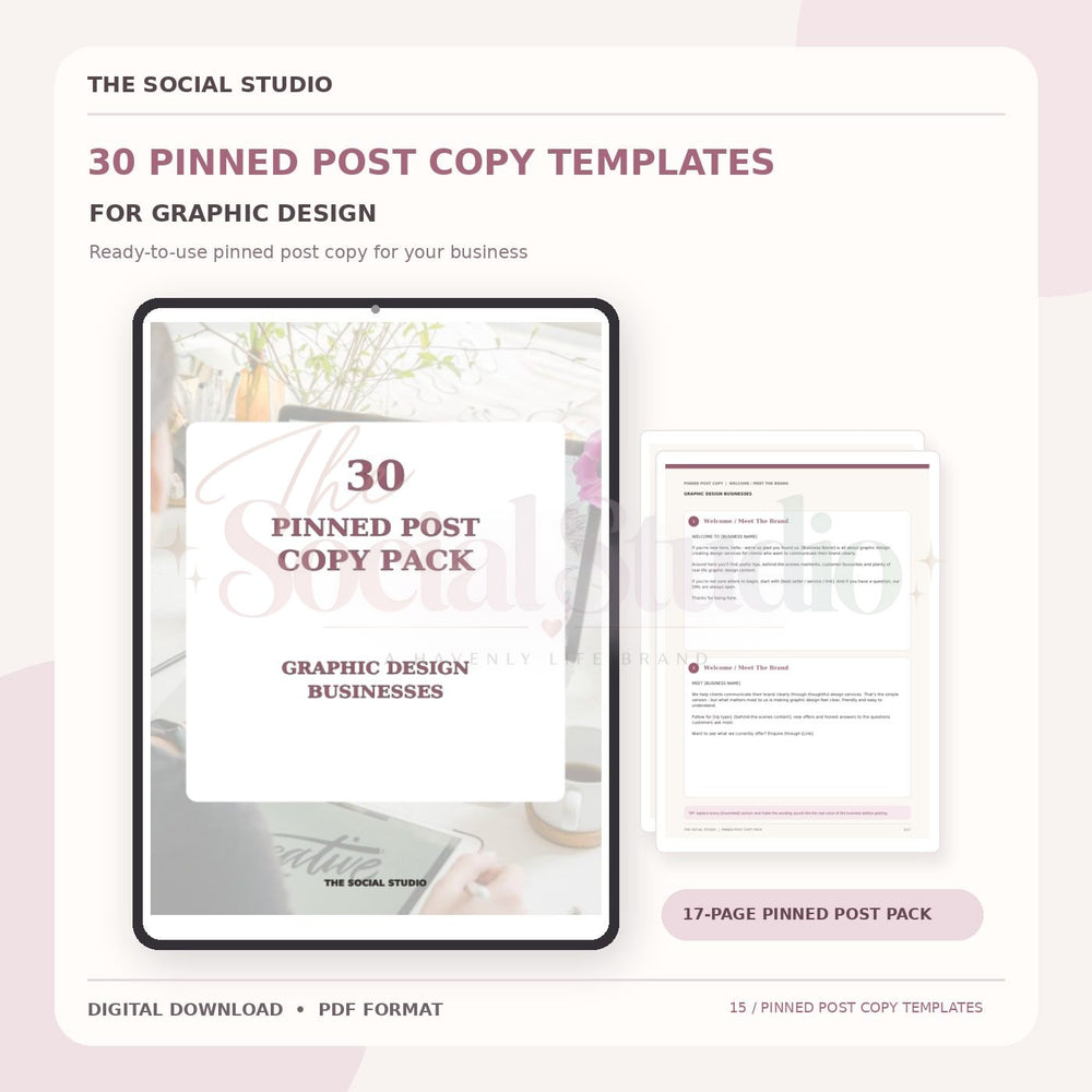 Graphic Designer – Pinned Post Copy Pack | The Social Studio