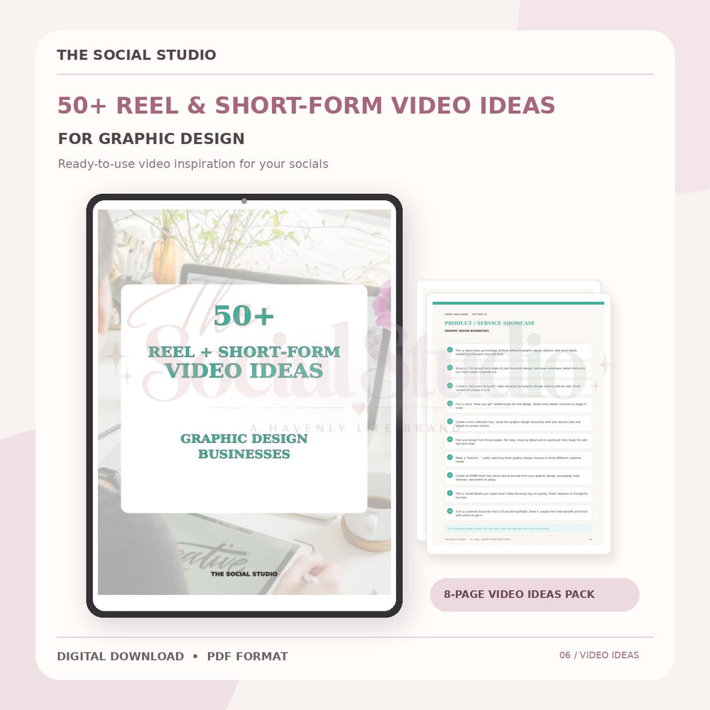 Graphic Designer – Reels & Short-Form Video Ideas Pack | The Social Studio