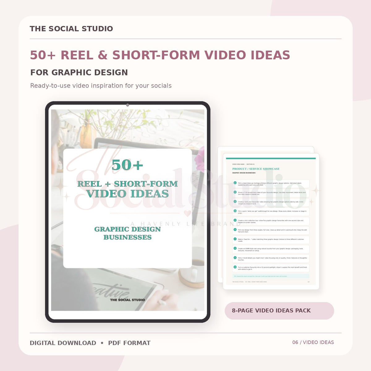 Graphic Designer – Reels & Short-Form Video Ideas Pack | The Social Studio
