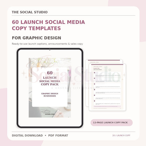 Graphic Designer – Launch Social Media Copy Pack | The Social Studio