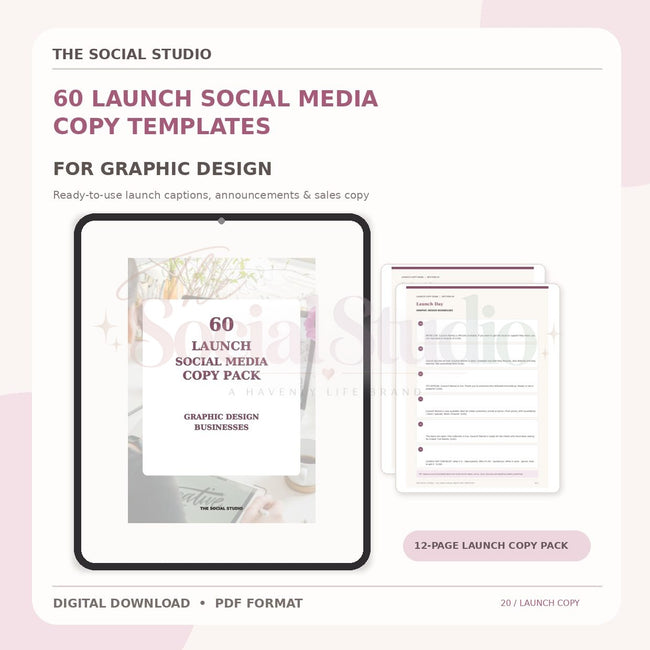 Graphic Designer – Launch Social Media Copy Pack | The Social Studio