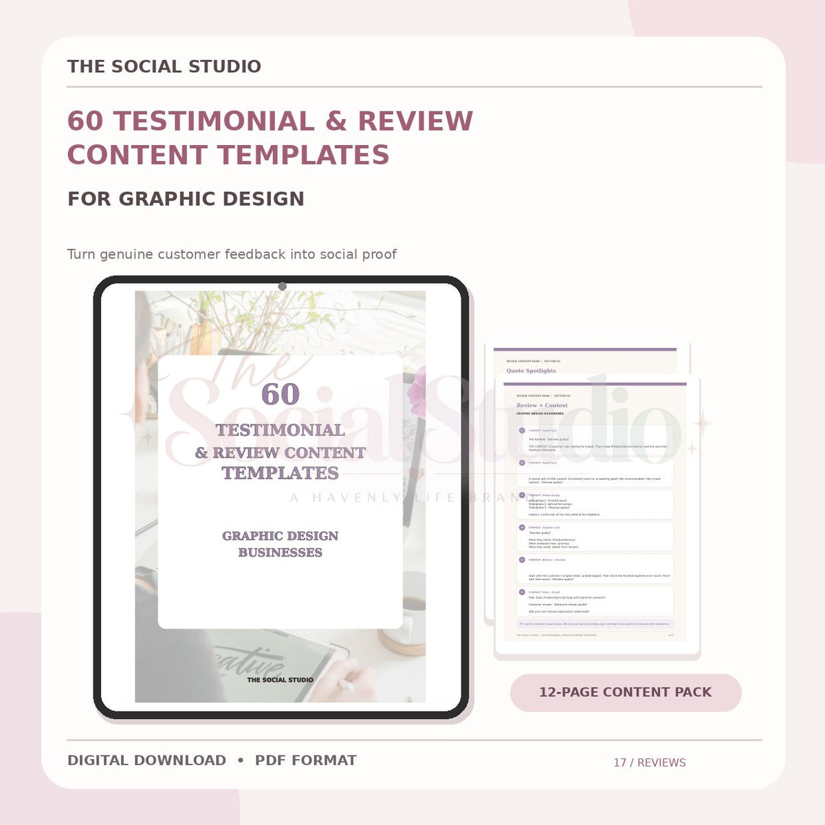 Graphic Designer – Testimonial & Review Content Templates | The Social Studio