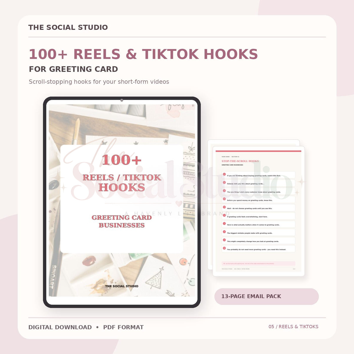 Greeting Cards – 100+ Reels & TikTok Hooks | The Social Studio