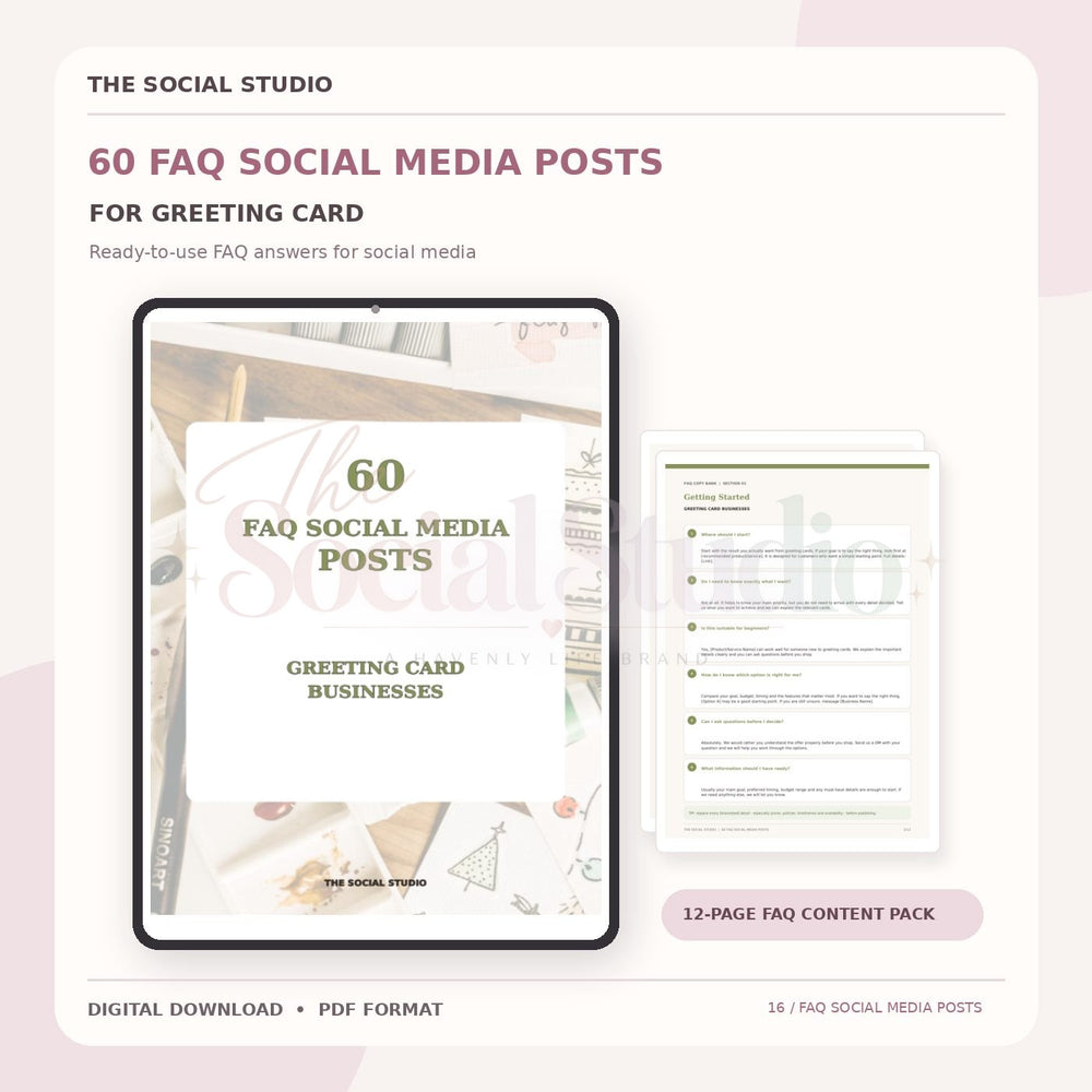 Greeting Cards – FAQ Social Media Post Pack | The Social Studio