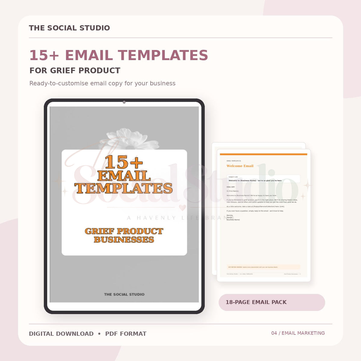 Grief Products – Email Templates Pack | The Social Studio