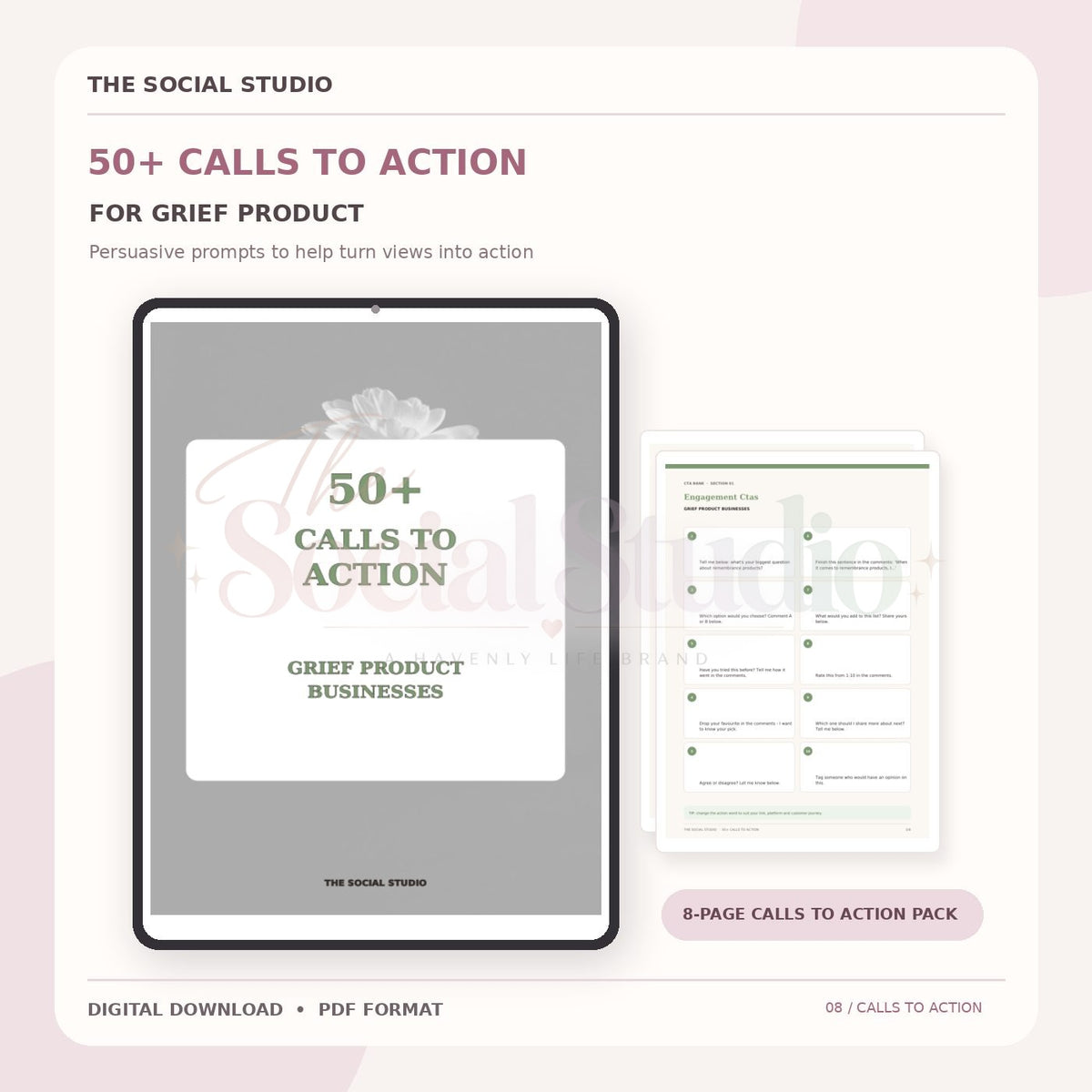 Grief Products – Calls to Action Pack | The Social Studio