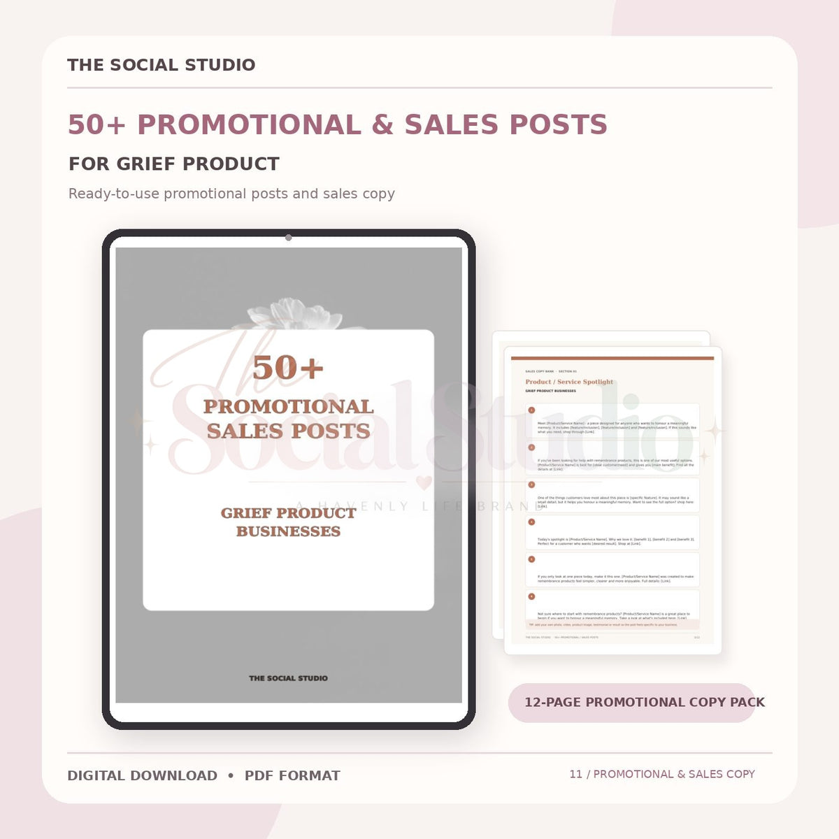 Grief Products – Promotional & Sales Post Templates | The Social Studio