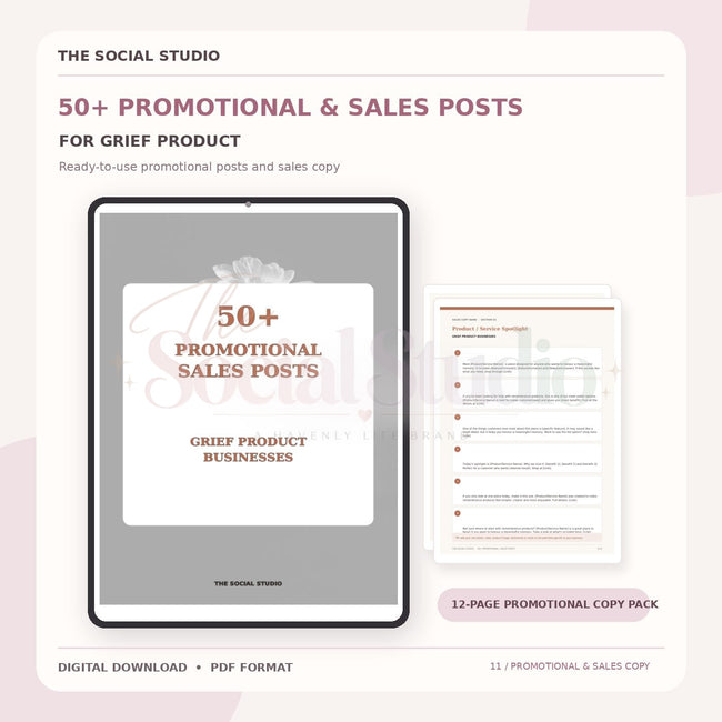 Grief Products – Promotional & Sales Post Templates | The Social Studio