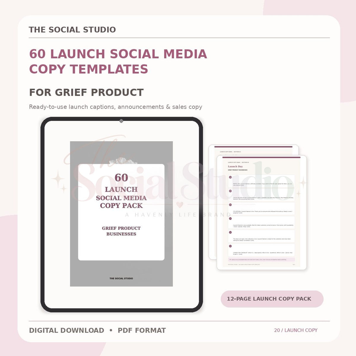 Grief Products – Launch Social Media Copy Pack | The Social Studio