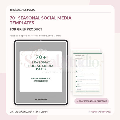 Grief Products – Seasonal Social Media Pack | The Social Studio