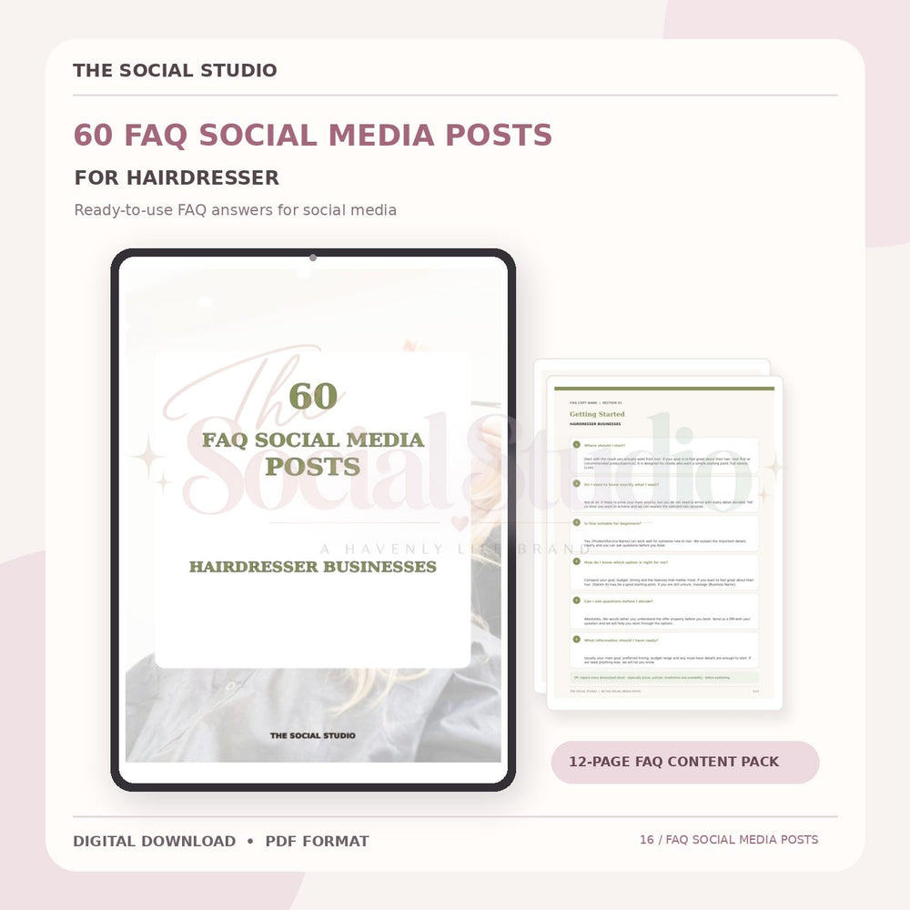 Hairdresser – FAQ Social Media Post Pack | The Social Studio