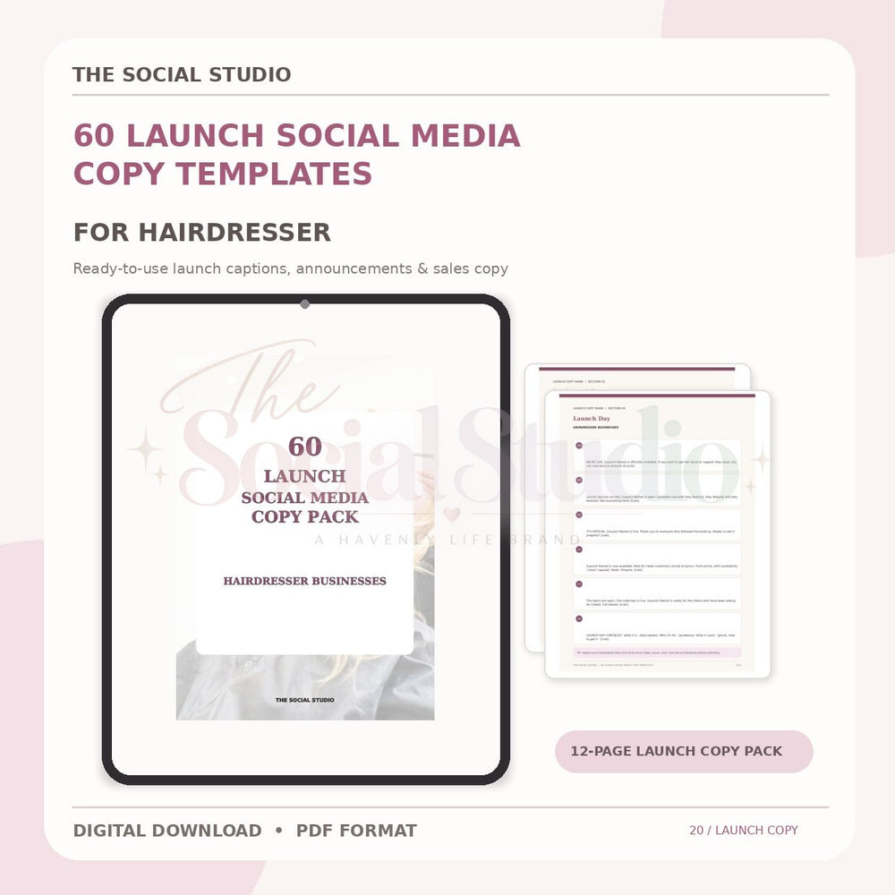 Hairdresser – Launch Social Media Copy Pack | The Social Studio
