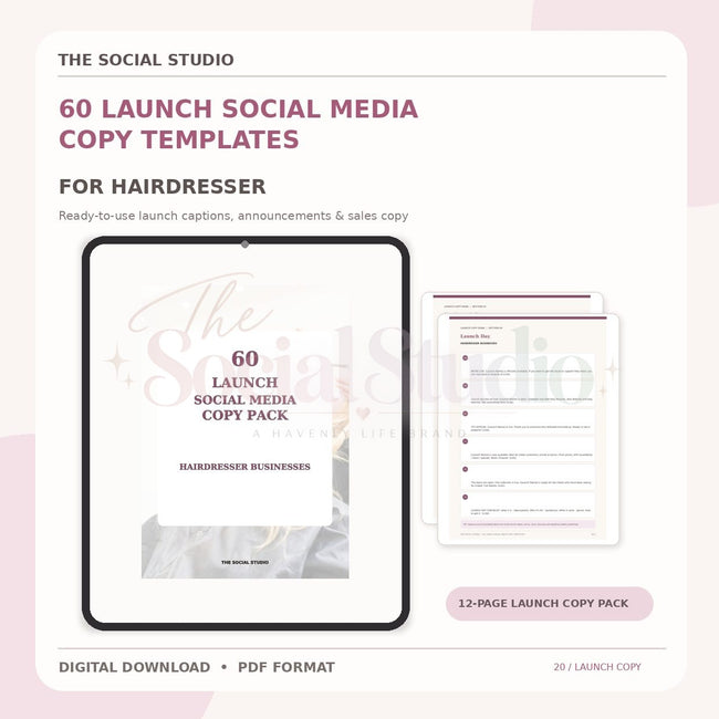 Hairdresser – Launch Social Media Copy Pack | The Social Studio