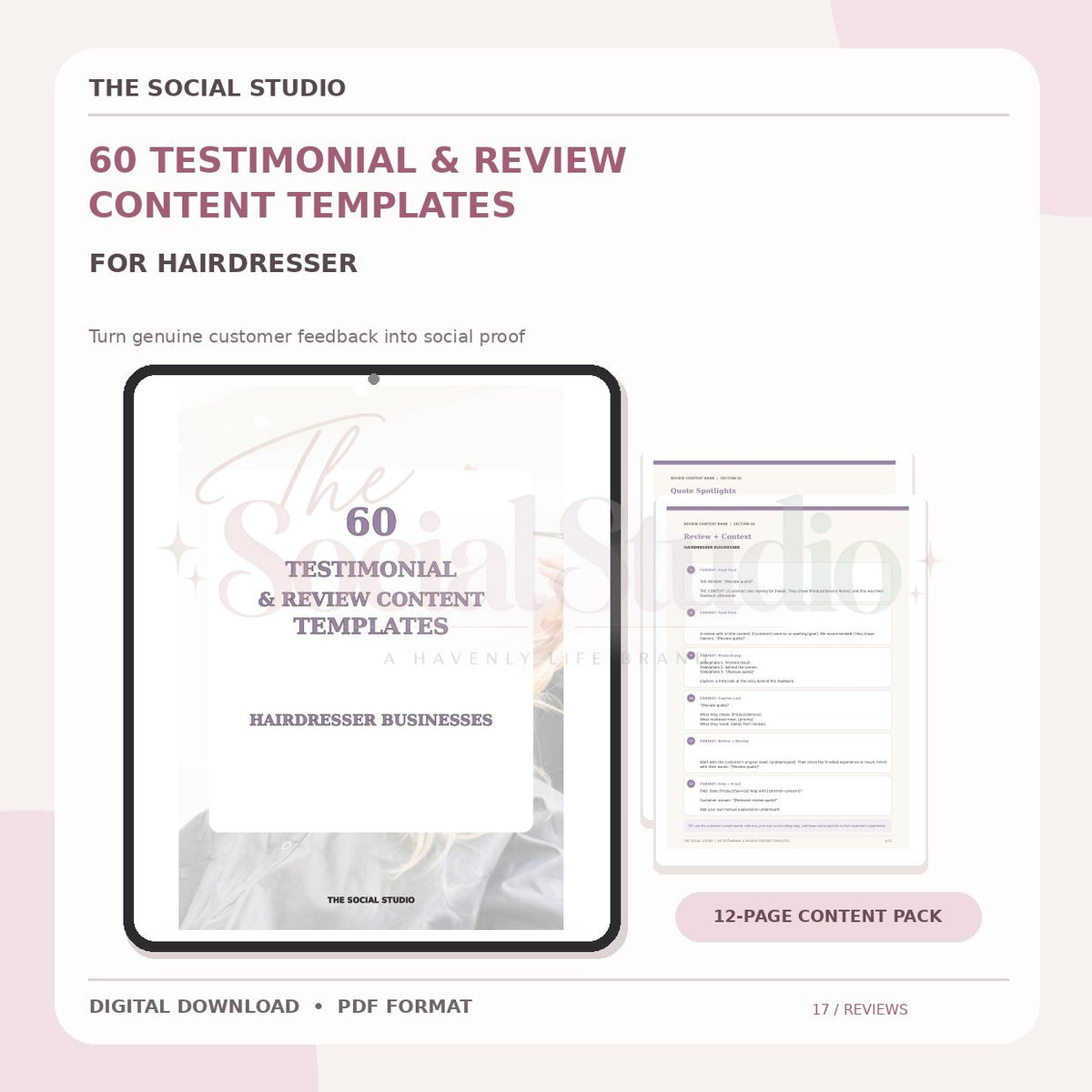 Hairdresser – Testimonial & Review Content Templates | The Social Studio