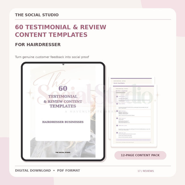 Hairdresser – Testimonial & Review Content Templates | The Social Studio