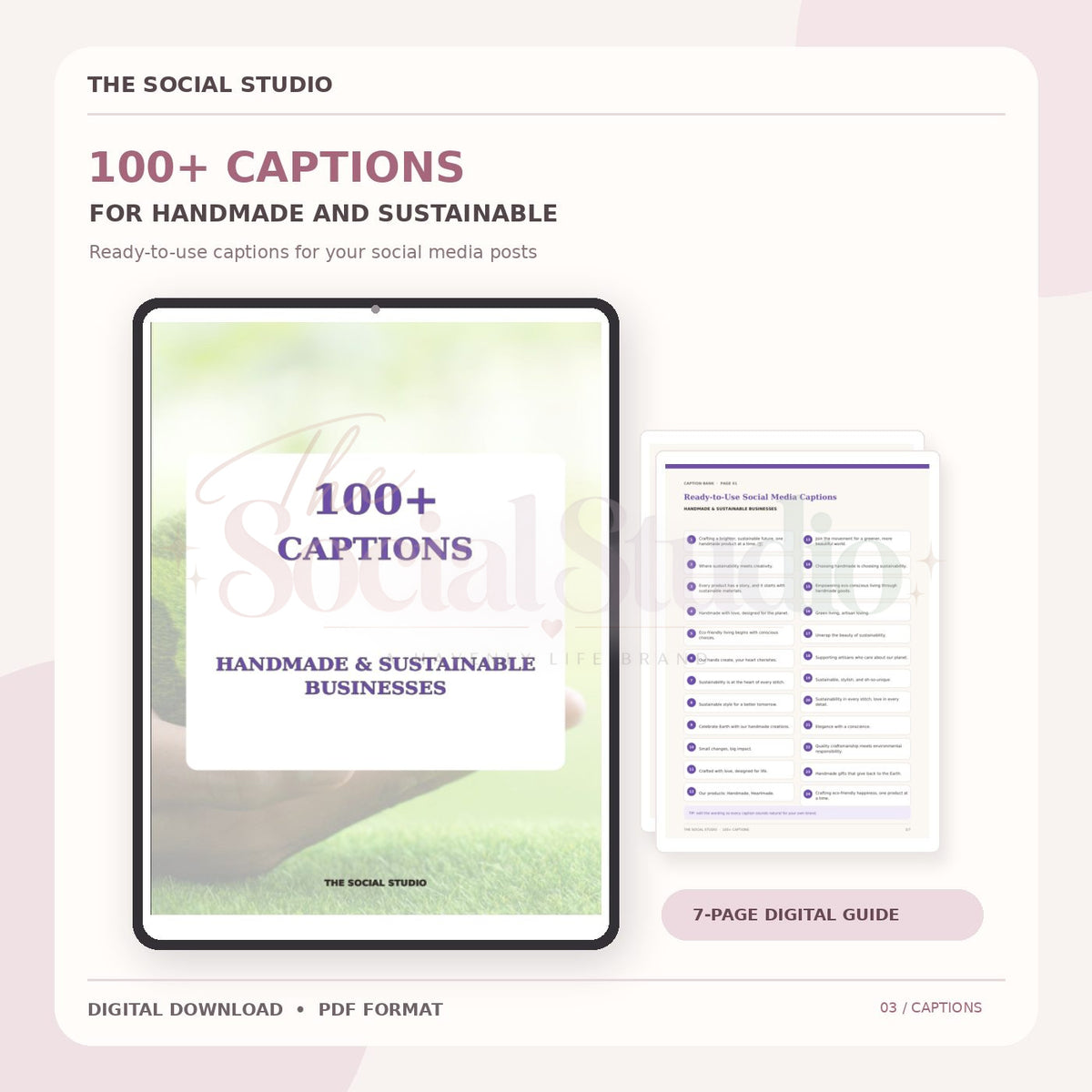 Handmade & Sustainable – Caption Pack | The Social Studio