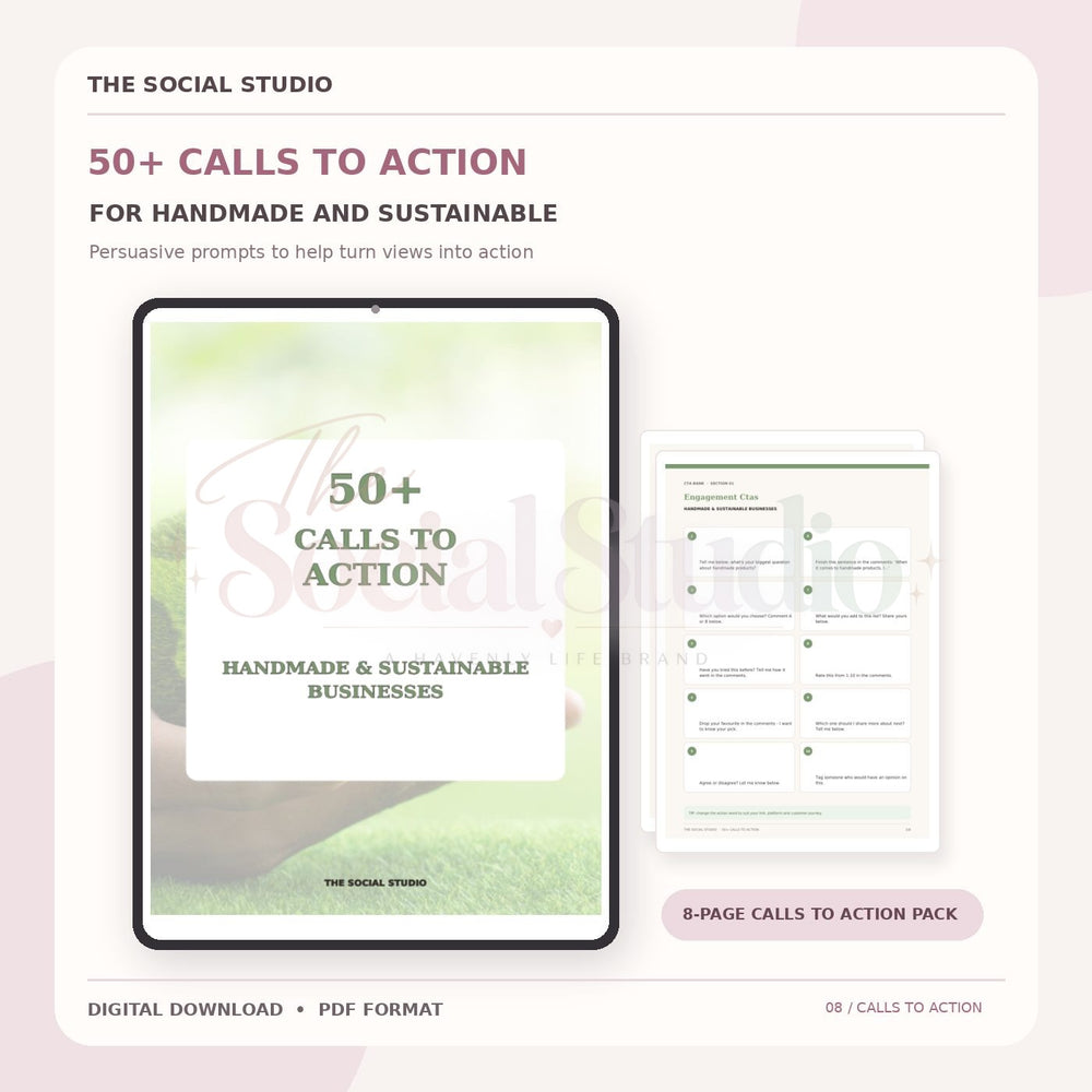 Handmade & Sustainable – Calls to Action Pack | The Social Studio
