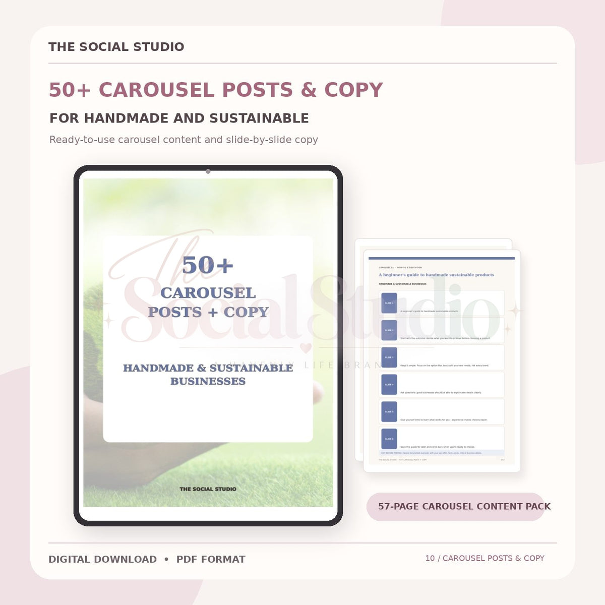 Handmade & Sustainable – Carousel Ideas & Copy Pack | The Social Studio
