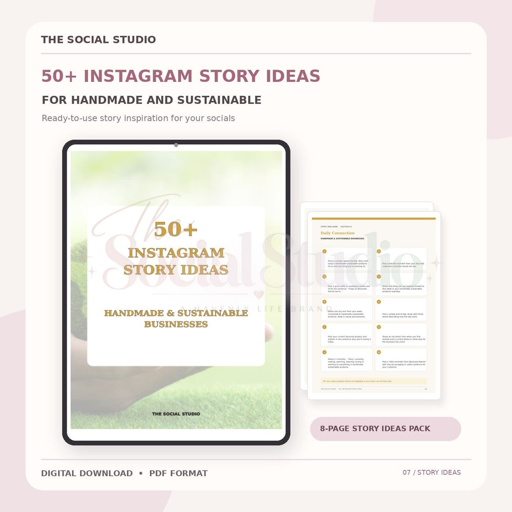 Handmade & Sustainable – Instagram Story Ideas Pack | The Social Studio