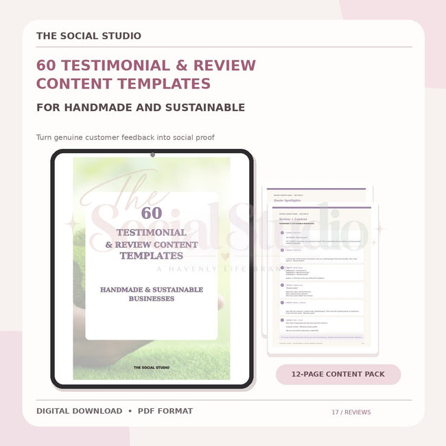 Handmade & Sustainable – Testimonial & Review Content Templates | The Social Studio