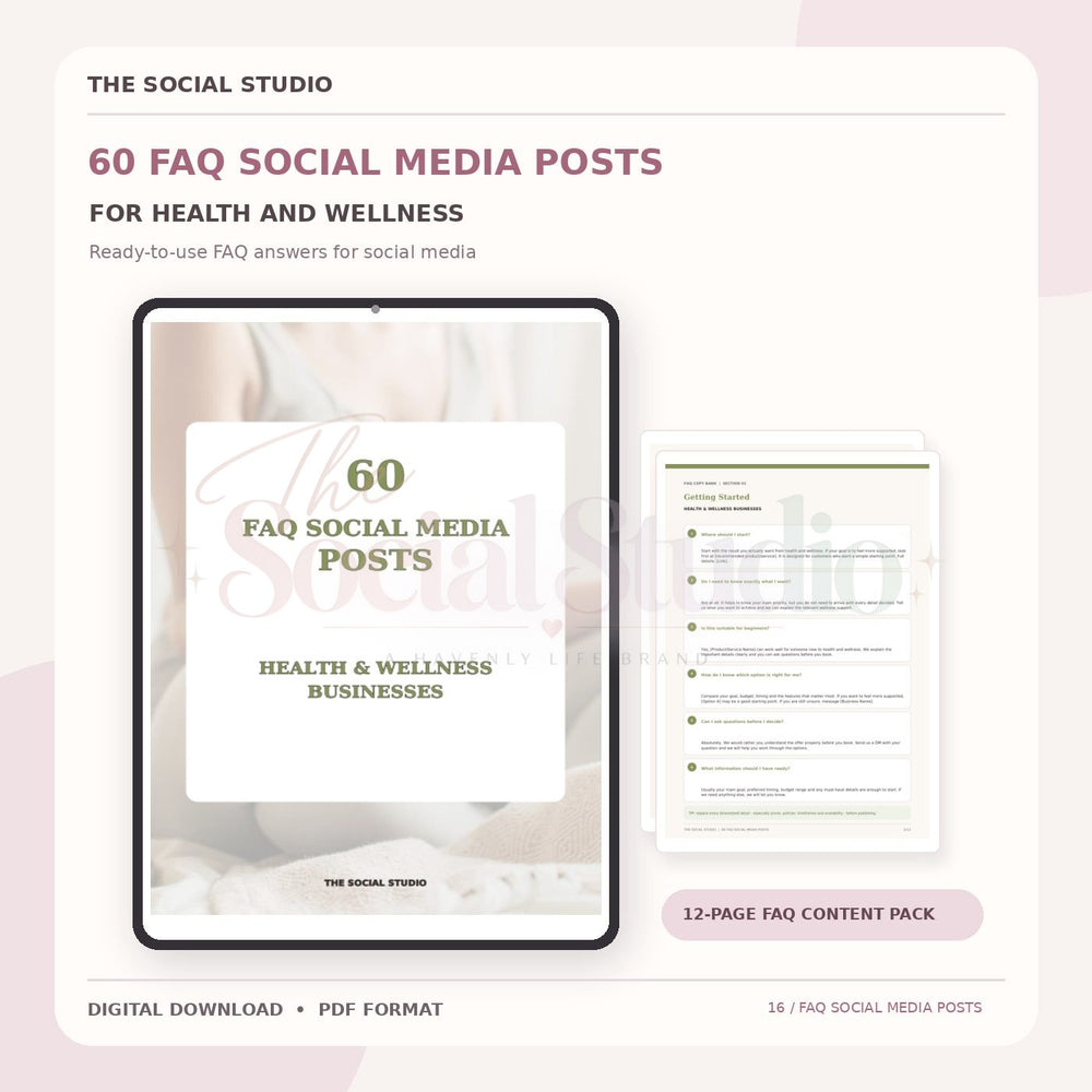 Health & Wellness – FAQ Social Media Post Pack | The Social Studio