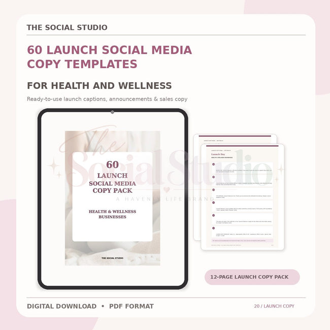Health & Wellness – Launch Social Media Copy Pack | The Social Studio