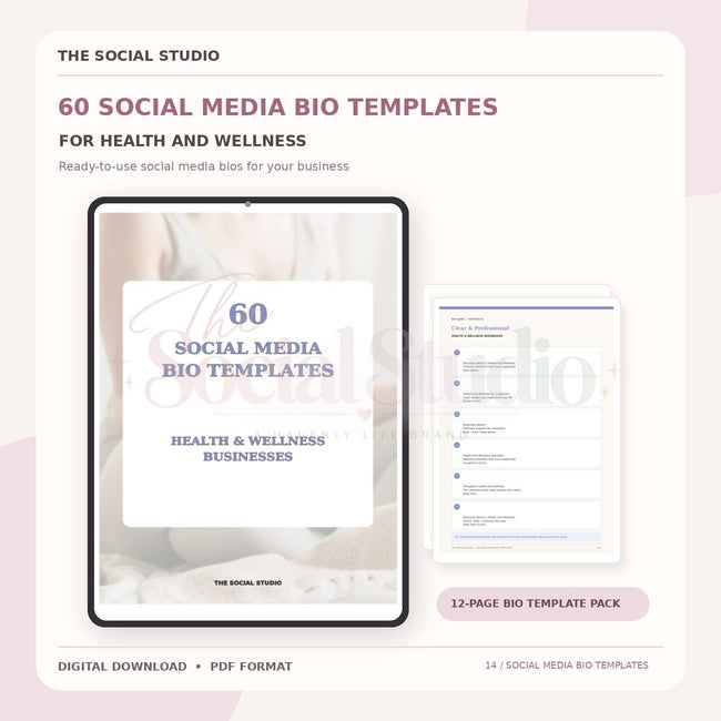 Health & Wellness – Social Media Bio Templates | The Social Studio